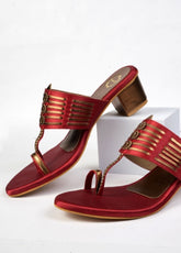 Crimson Chant - Maroon and Gold Block Heel